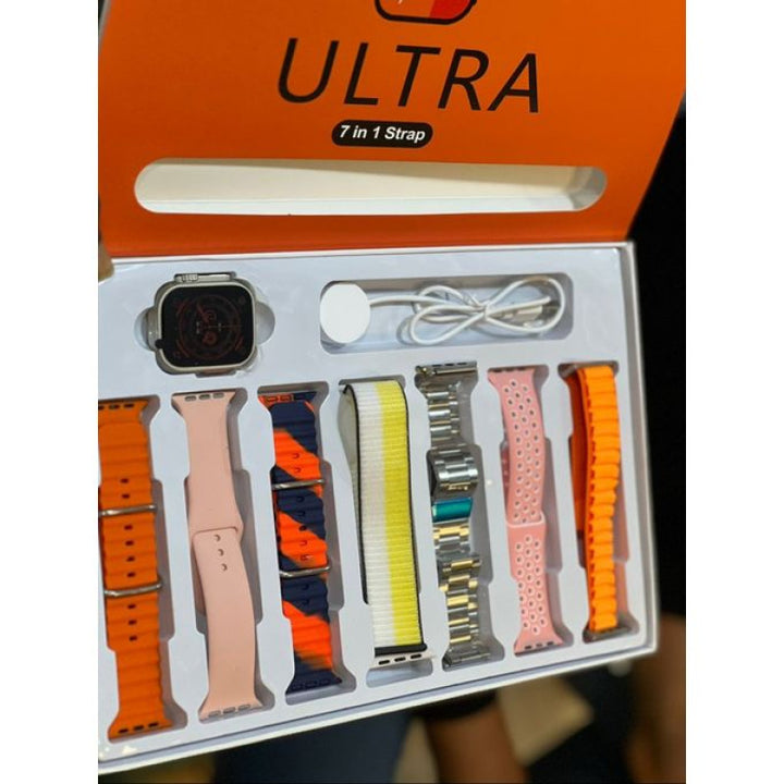 7-in-1 Ultra Smart Watch with 7 Interchangeable Straps – Perfect Gift for Boys & Girls