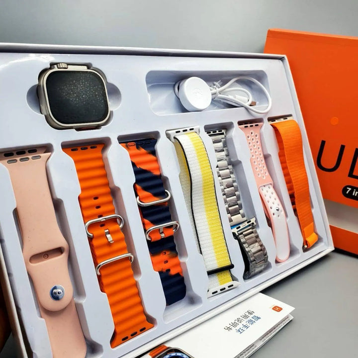 7-in-1 Ultra Smart Watch with 7 Interchangeable Straps – Perfect Gift for Boys & Girls