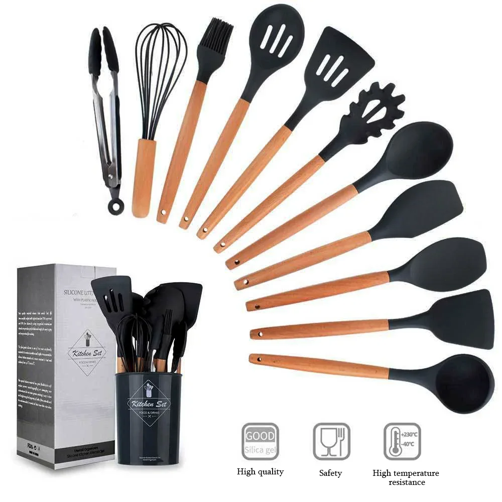 12 Pcs Silicone Cooking Utensils Kitchen