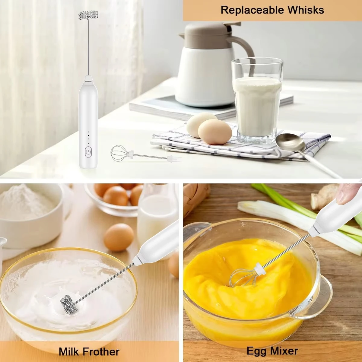 Rechargeable Electric Milk Frother & Egg