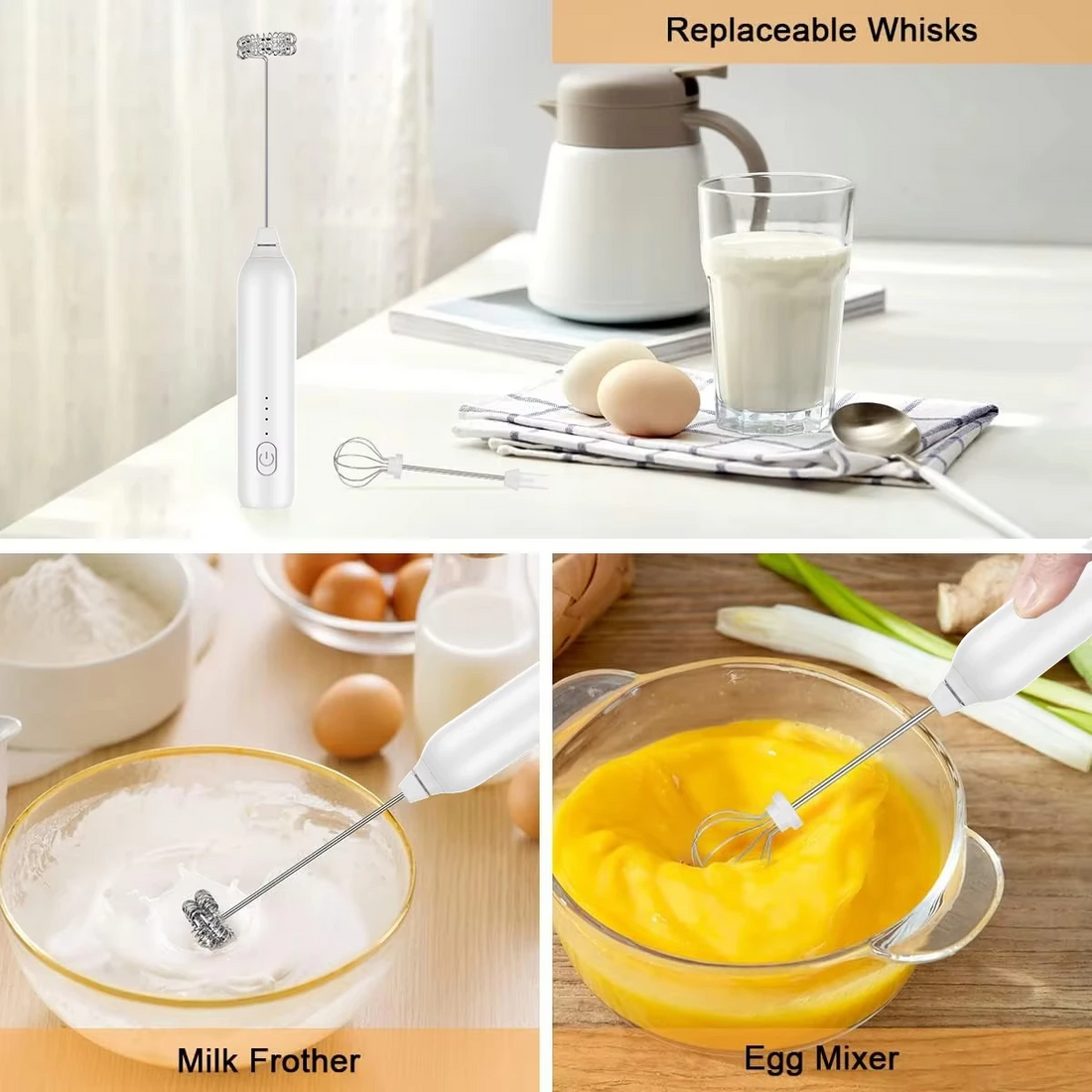 Rechargeable Electric Milk Frother & Egg