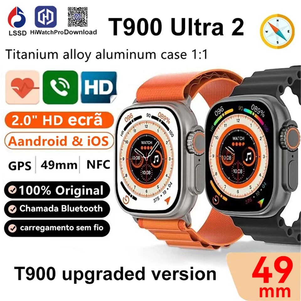 T800 Ultra 2 Smartwatch – Bluetooth Call, Wireless Charging, Long Battery