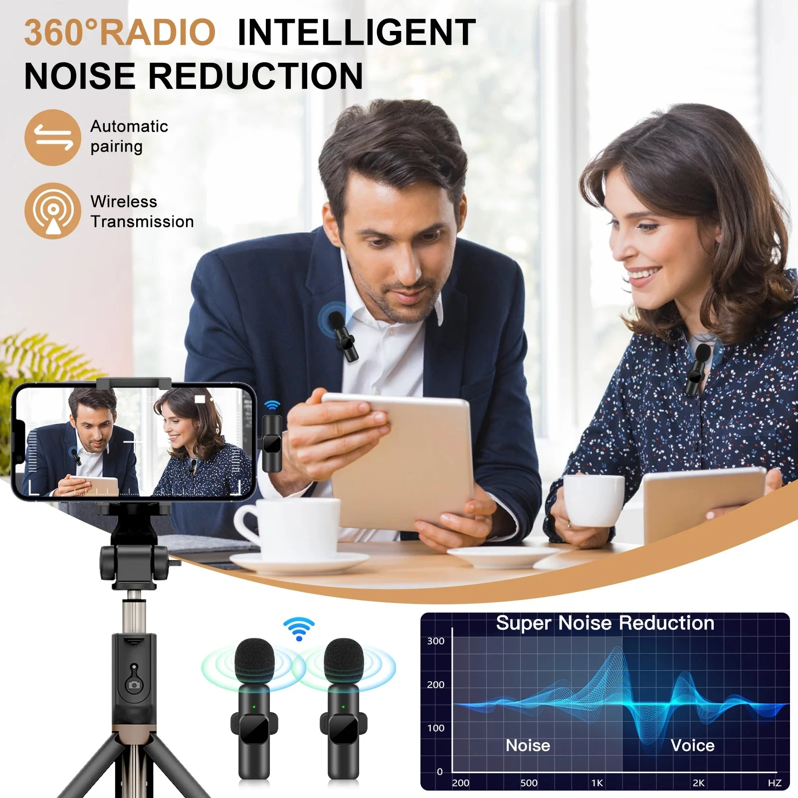 K8 Wireless Microphone – Universal Plug & Play Audio Mic for Live Streaming, Gaming & Vlogging