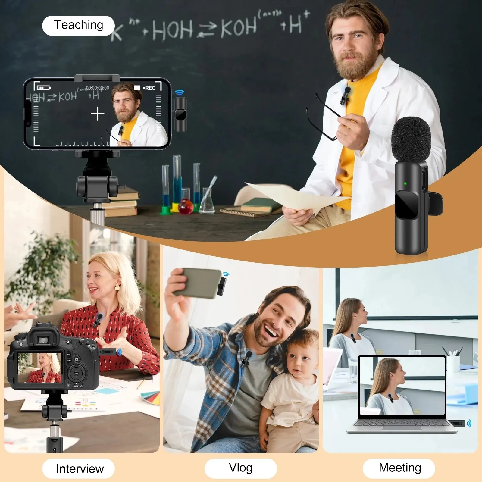 K8 Wireless Microphone – Universal Plug & Play Audio Mic for Live Streaming, Gaming & Vlogging