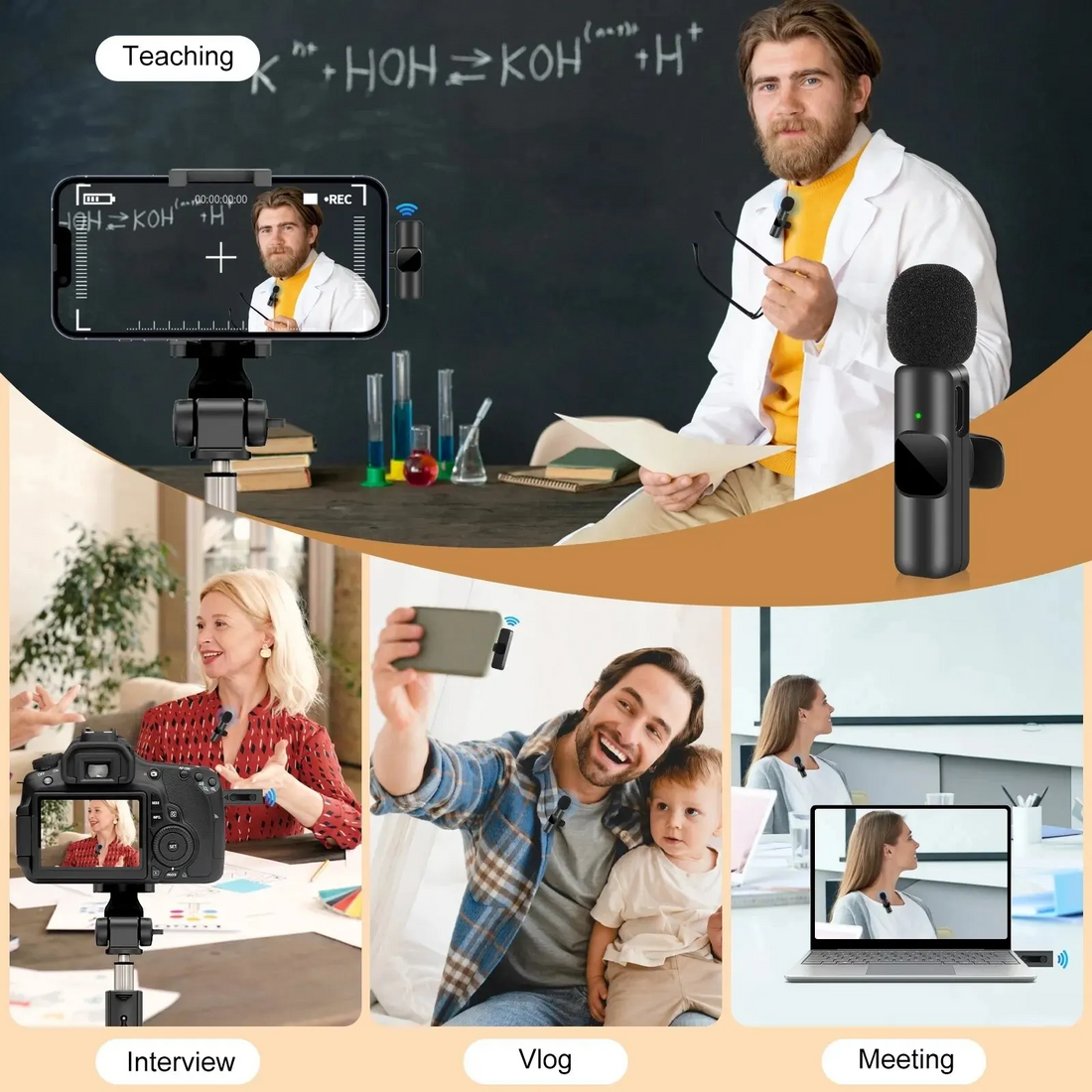 K8 Wireless Microphone – Universal Plug & Play Audio Mic for Live Streaming, Gaming & Vlogging