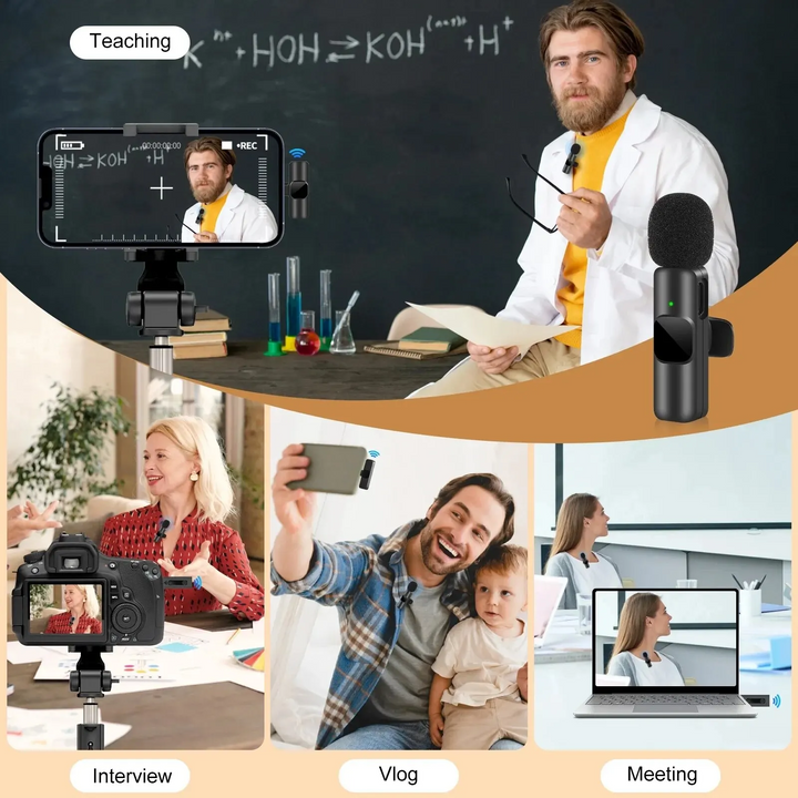 K8 Wireless Microphone – Universal Plug & Play Audio Mic for Live Streaming, Gaming & Vlogging