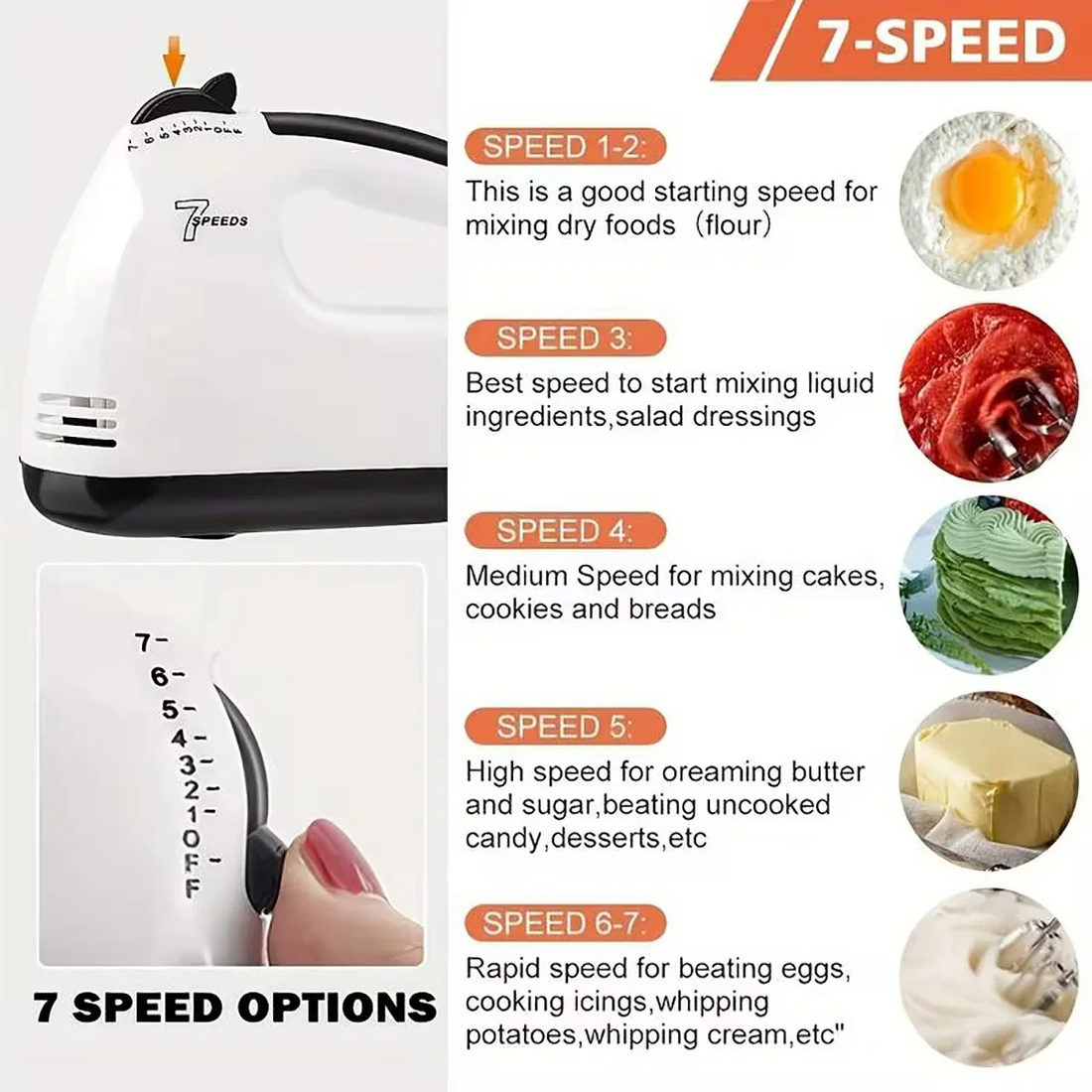 Scarlett Electric Hand Mixer – 7-Speed